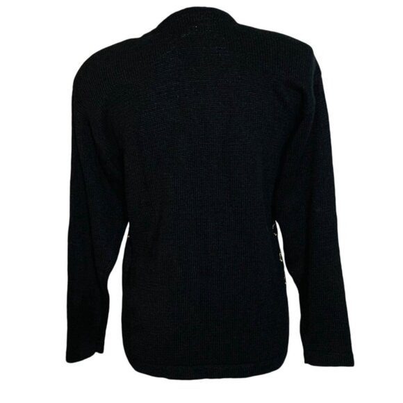 Victoria Harbour Petite PM Black Cardigan Sweater Gold Bead Embroidery Buttons - Picture 3 of 9